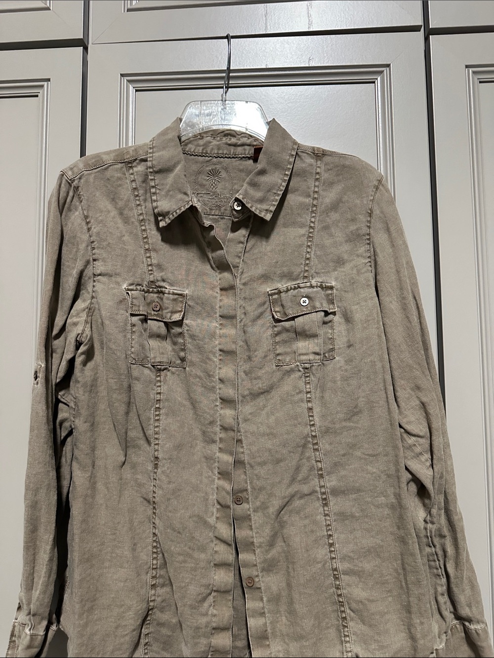 Tommy Bahama Beige Button-Front Utility Shirt